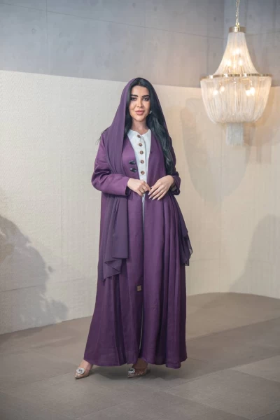 عباية لينن باللون البنفسجي  C:IB320