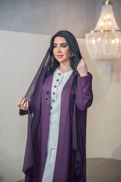 عباية لينن باللون البنفسجي  C:IB320