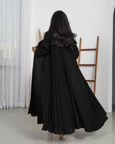 عباية بليزر بخام كريب بليسية كلوش باللون الاسود C:IB150 Black